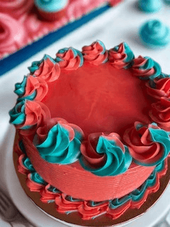 Red & Teal Buttercream Cake